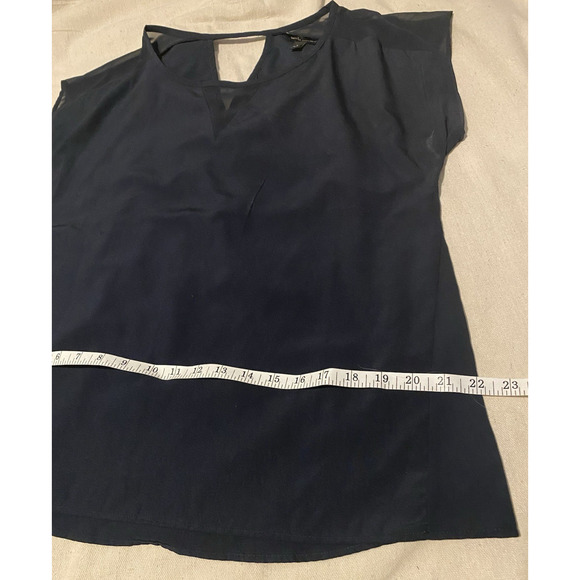 Banana Republic Womens Dark Blouse Size Large Navy Silky Office Dressy Top - Picture 9 of 10